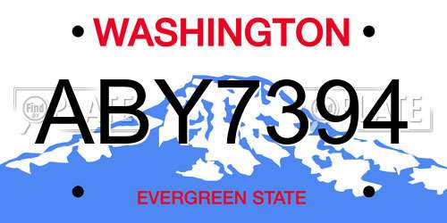 ABY7394 Washington License Plate