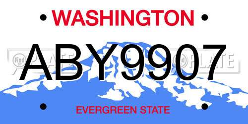 ABY9907 Washington License Plate