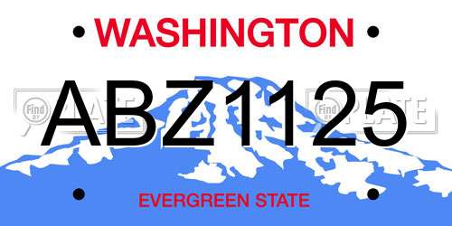 ABZ1125 Washington License Plate