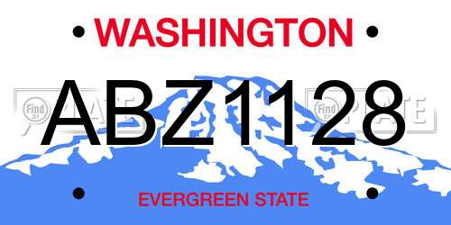 ABZ1128 Washington License Plate