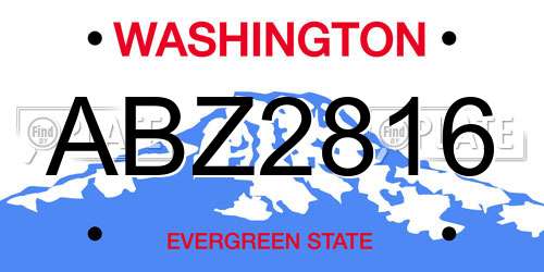 ABZ2816 Washington License Plate