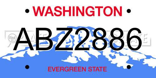 ABZ2886 Washington License Plate
