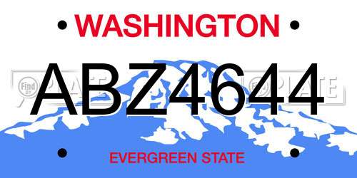ABZ4644 Washington License Plate
