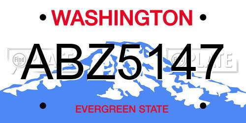 ABZ5147 Washington License Plate