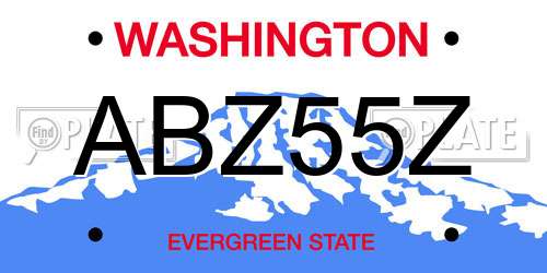 ABZ55Z Washington License Plate