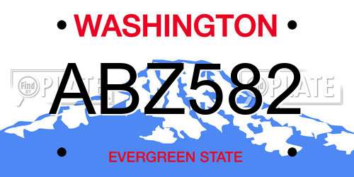 ABZ582 Washington License Plate