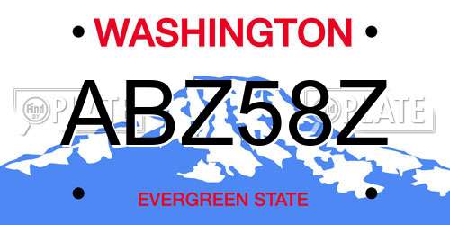 ABZ58Z Washington License Plate