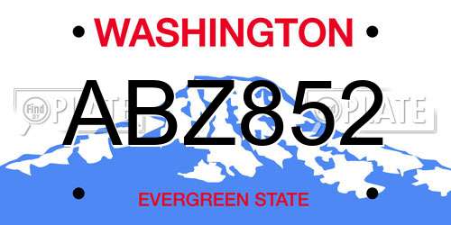 ABZ852 Washington License Plate
