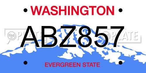 ABZ857 Washington License Plate