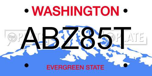ABZ85T Washington License Plate