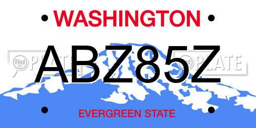 ABZ85Z Washington License Plate