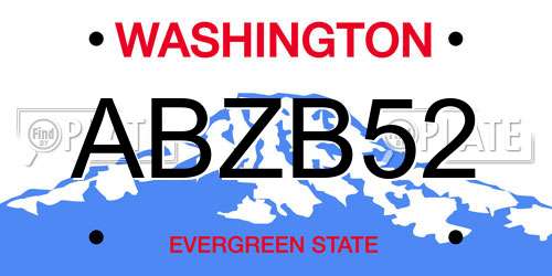 ABZB52 Washington License Plate