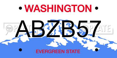 ABZB57 Washington License Plate