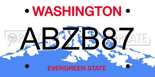 ABZB87 Washington License Plate