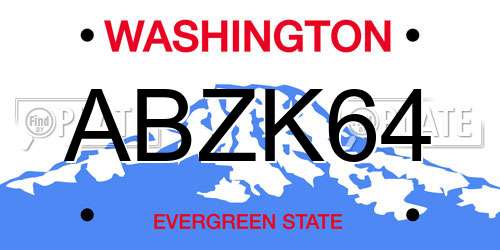 ABZK64 Washington License Plate