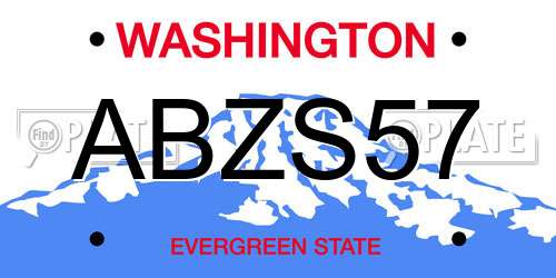 ABZS57 Washington License Plate