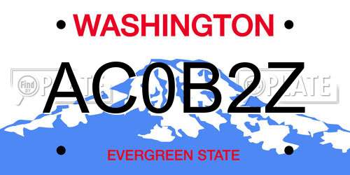 AC0B2Z Washington License Plate