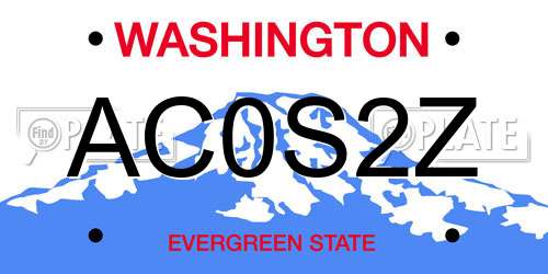 AC0S2Z Washington License Plate