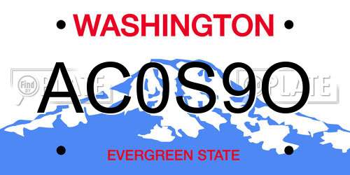 AC0S9O Washington License Plate