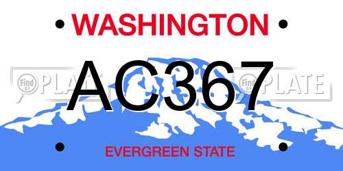 AC367 Washington License Plate