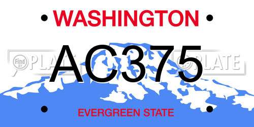 AC375 Washington License Plate