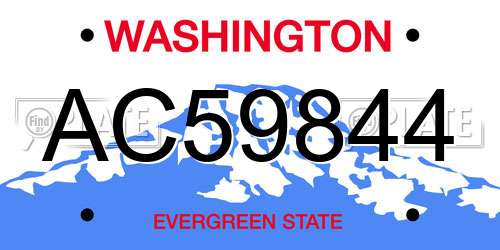 AC59844 Washington License Plate