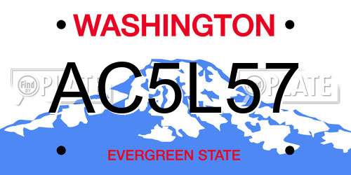 AC5L57 Washington License Plate