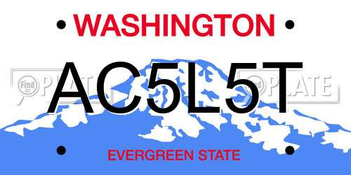 AC5L5T Washington License Plate