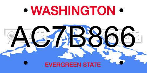 AC7B866 Washington License Plate