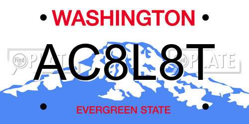 AC8L8T Washington License Plate