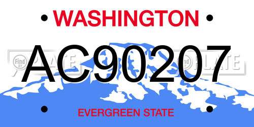 AC90207 Washington License Plate