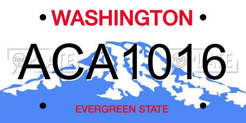 ACA1016 Washington License Plate