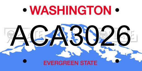 ACA3026 Washington License Plate