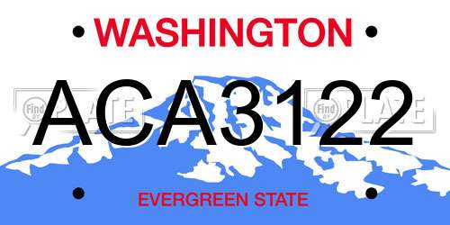 ACA3122 Washington License Plate