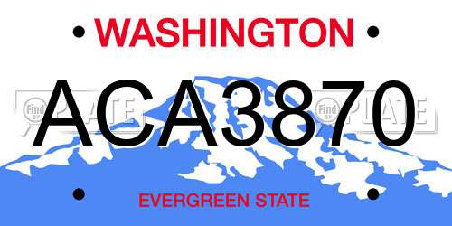 ACA3870 Washington License Plate