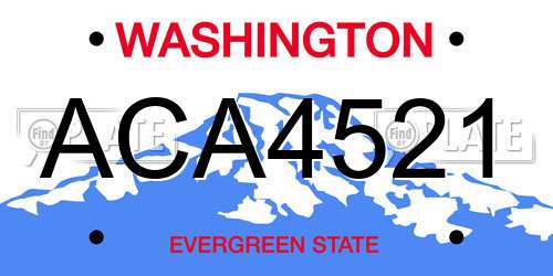 ACA4521 Washington License Plate