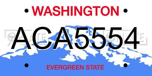 ACA5554 Washington License Plate