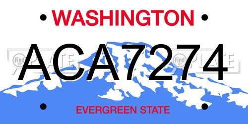 ACA7274 Washington License Plate