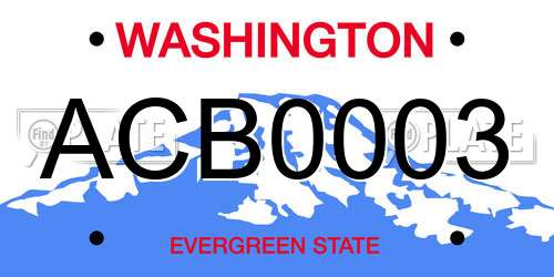 ACB0003 Washington License Plate