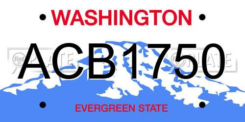 ACB1750 Washington License Plate