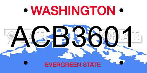 ACB3601 Washington License Plate