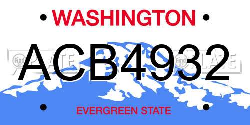 ACB4932 Washington License Plate