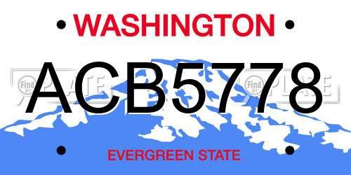 ACB5778 Washington License Plate