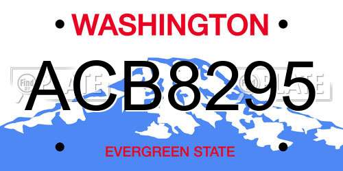 ACB8295 Washington License Plate
