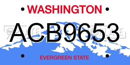 ACB9653 Washington License Plate