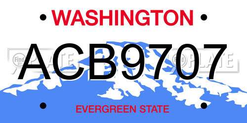 ACB9707 Washington License Plate
