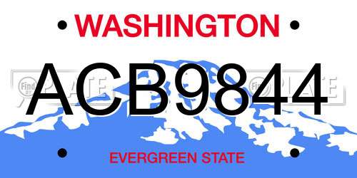 ACB9844 Washington License Plate