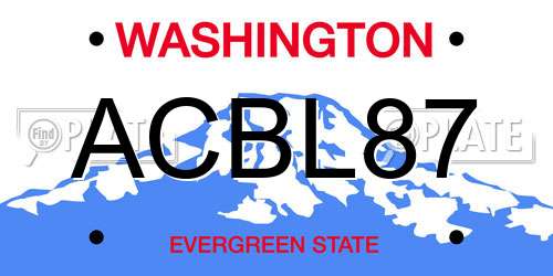 ACBL87 Washington License Plate