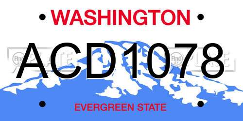 ACD1078 Washington License Plate