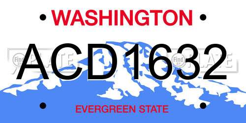 ACD1632 Washington License Plate